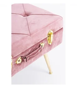 Sgabello Contenitore Polina Rosa Ant. Struttura In Mdf. Rivestimento In Poliestere Effetto Velluto
