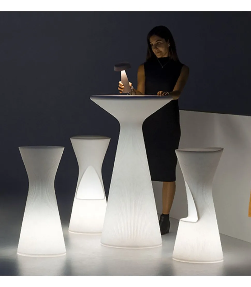 Sgabello Da Giardino In Polietilene, Accessoriabile Di Luce A Led E Kit Di Fissaggio.