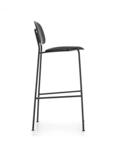 Sgabello In Tondino D'Acciaio E Seduta In Legno