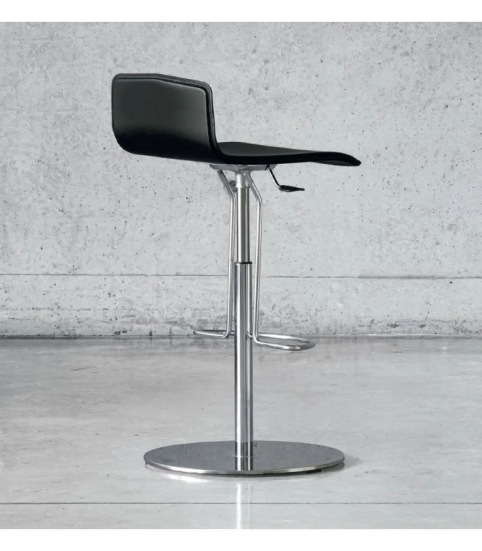 Sgabello Regolabile Clio Air, Base Cromo Con Piatto Tondo