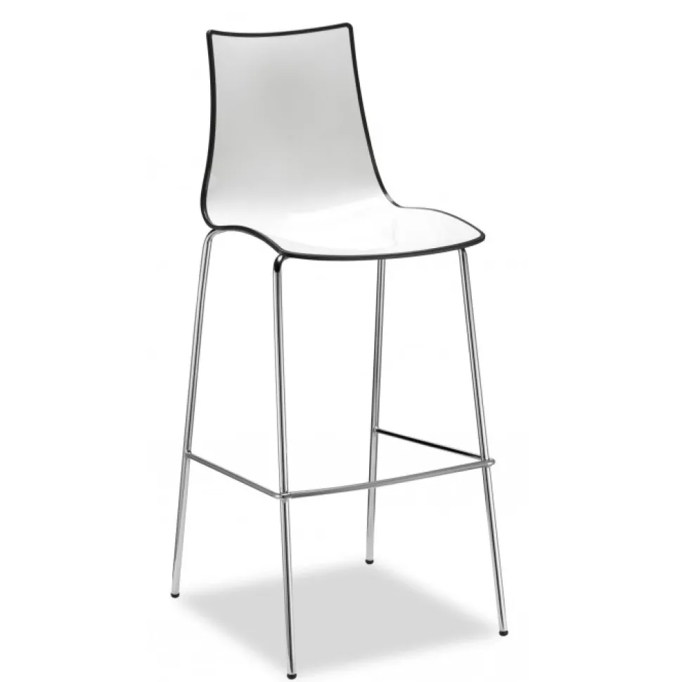 Sgabello Zebra Bicolore Di Scab, Con Seduta H 80 Cm, Ottimo Per Ambienti Contract Come Banconi Bar.