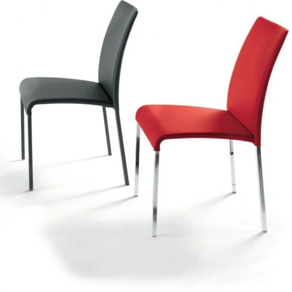 Sissi, Sedia Imbottita Moderna In Ecopelle Con Struttura In Metallo