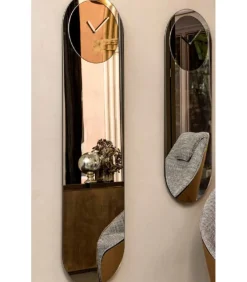 Specchiera Con Orologio Timeless, 100% Made In Italy.