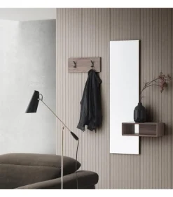 Specchiera Da Ingresso Con Vano Svuotatasche E Appendiabiti A Parete- H. 150 Cm - Art618