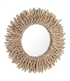 Specchio Sarabi D80 Struttura In Rami Di Teak, Finitura Naturale