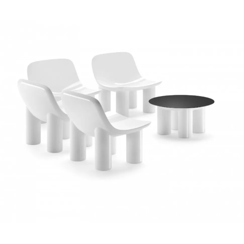Tavolino Atene Di Plust, In Polietilene Per Indoor E Outdoor, Realizzato In Italia.