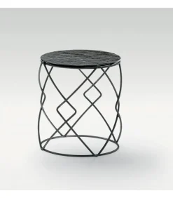 Tavolino Con Piano Rotondo Da Salotto Drum Corner.