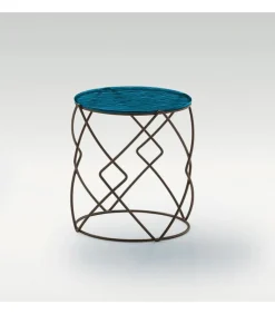 Tavolino Con Piano Rotondo Da Salotto Drum Corner.