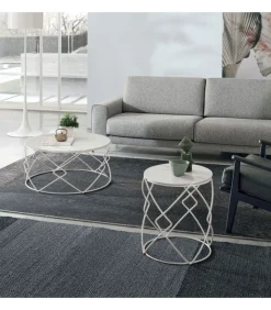 Tavolino Con Piano Rotondo Da Salotto Drum Corner.