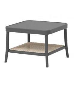 Tavolino In Legno Con Ripiano In Paglia Di Vienna