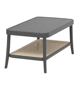 Tavolino In Legno Con Ripiano In Paglia Di Vienna