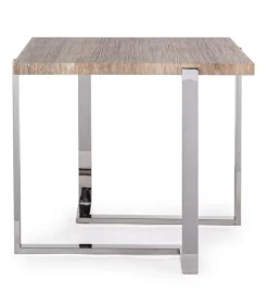 Tavolino Ismael Qu 60X60 Struttura E Gambe In Acciaio Inossidabile. Piano In Mdf Rivestito