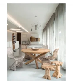 Tavolino Kavir 50X50 Struttura In Radici Di Teak, Finitura Naturale