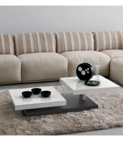 Tavolino Rettangolare Ta368 Con Piani Girevoli In Legno- 115 X 60 Cm