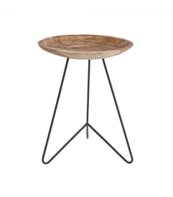 Tavolino Zahira D40 Piano In Radici Di Teak Con Finitura Naturale