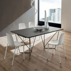 Tavolo Allungabile Con Base In Metallo A Traliccio E Piano Laminato O Impiallacciato. Nella Lunghezze 170 E 200 Cm X 100 Cm Srt Tv134Al