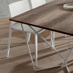 Tavolo Allungabile Con Base In Metallo A Traliccio E Piano Laminato O Impiallacciato. Nella Lunghezze 170 E 200 Cm X 100 Cm Srt Tv134Al