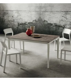 Tavolo Allungabile Con Piano In Hpl E Fenix, Gambe In Metallo Verniciato - Da 120 Fino A 160 Cm. - Art.138Al