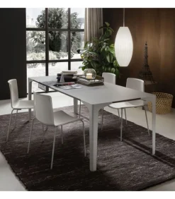 Tavolo Allungabile Con Piano Laminato Hpl E Fenix, Con Gambe In Metallo Verniciato.Da 120 A 160 Cm. - Art.Tv125Al