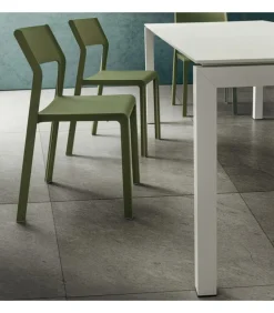 Tavolo Allungabile Con Piano Laminato E Vetro E Gambe Alluiminio Verniciato. L. 138 E 160 X90 Cm. - Art.Tv104Al