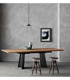 Tavolo Allungabile Dam: Struttura In Metallo E Piano Impiallacciato Con Finiture In Vernici Igienizzanti.