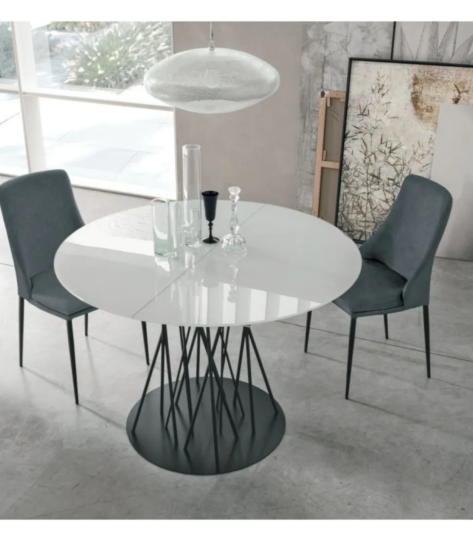 Tavolo Bamboo Con Basamento In Metallo