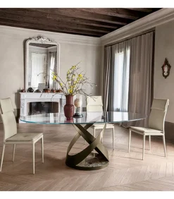 Tavolo Capri, Con Piano Ovale O Rotondo.