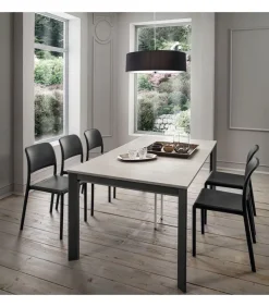 Tavolo Consolle Allungabile In Alluminio Con Piano Laminato. Chiusa Misura 50X100, Aperta Diventa 180X100 Cm. - Art S180