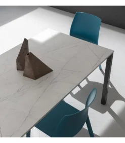 Tavolo Cucina Allungabile Con Piano Laminatohpl E Fenix Con Gambe In Metallo Verniciato. L. 138 E 160 X90 Cm. - Art.Tv120Al