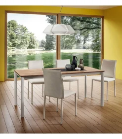 Tavolo Da Cucina Fisso Con Piano Laminato, Impiallacciato O Vetro, Da 120 Fino A 160 Cm. - Art.136