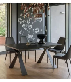 Tavolo Da Pranzo Allungabile Delta At132/160 Di Altacom, Realizzato Interamente In Italia.