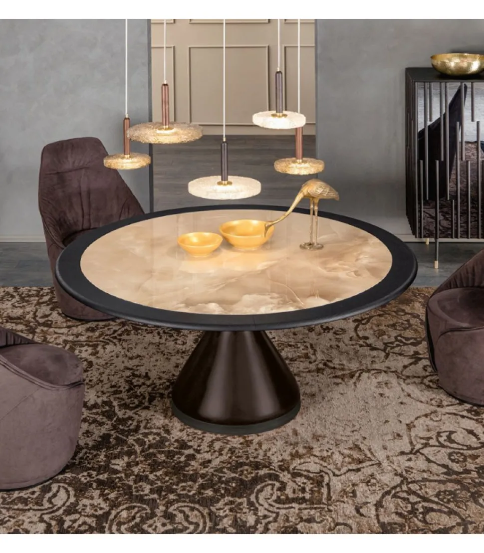 Tavolo Dolly Con Piano Rotondo.