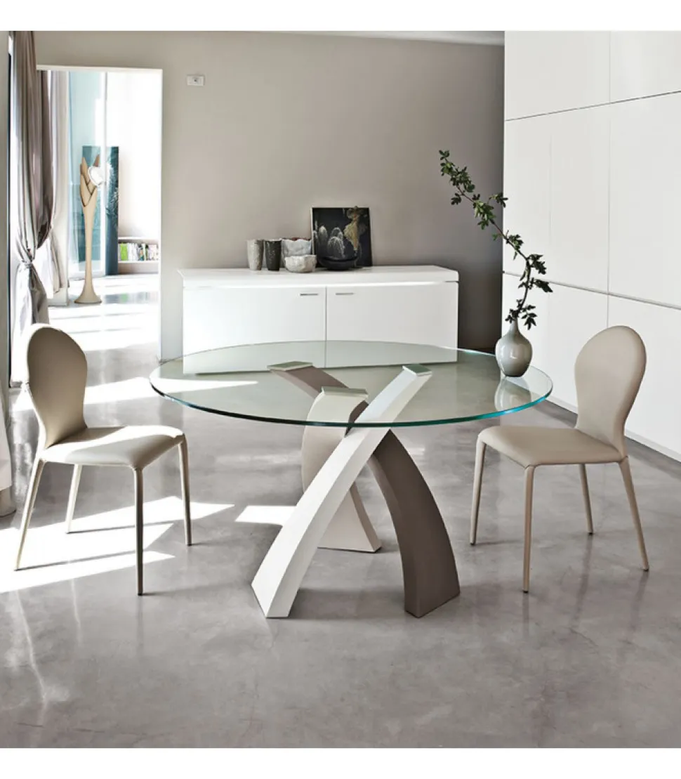 Tavolo Eliseo, Con Piano Ovale O Rotondo.