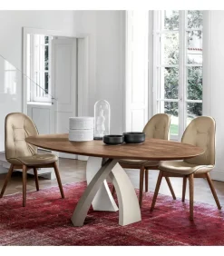 Tavolo Eliseo, Con Piano Ovale O Rotondo.