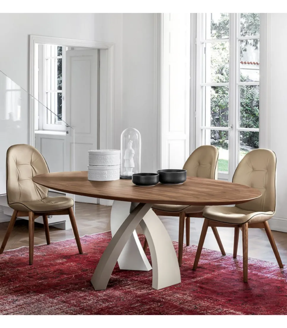 Tavolo Eliseo, Con Piano Ovale O Rotondo.