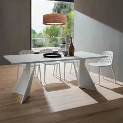 Tavolo Fisso Con Base Moderna In Metallo E Piano Laminato O Legno Scortecciato. Nella Lunghezze 170 E 200 Cm X 100 Cm Srt Tv135