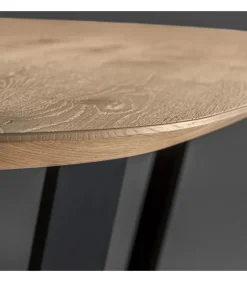 Tavolo Fisso Con Piano Ellittico Bisellato Impiallacciato Su Listellare. Realizzato In Italia Da Pizzolato.