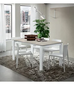 Tavolo Fisso Con Piano Laminato E Vetro Con Gambe In Metallo Verniciato.Da 138 E 160 Cm. - Art.Tv110