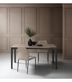 Tavolo Fisso Con Piano Laminato Hpl E Fenix, Con Gambe In Metallo Verniciato.Da 120 A 160 Cm. - Art.Tv125