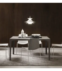 Tavolo Fisso Con Piano Laminato Hpl E Fenix, Con Gambe In Metallo Verniciato.Da 120 A 160 Cm. - Art.Tv125