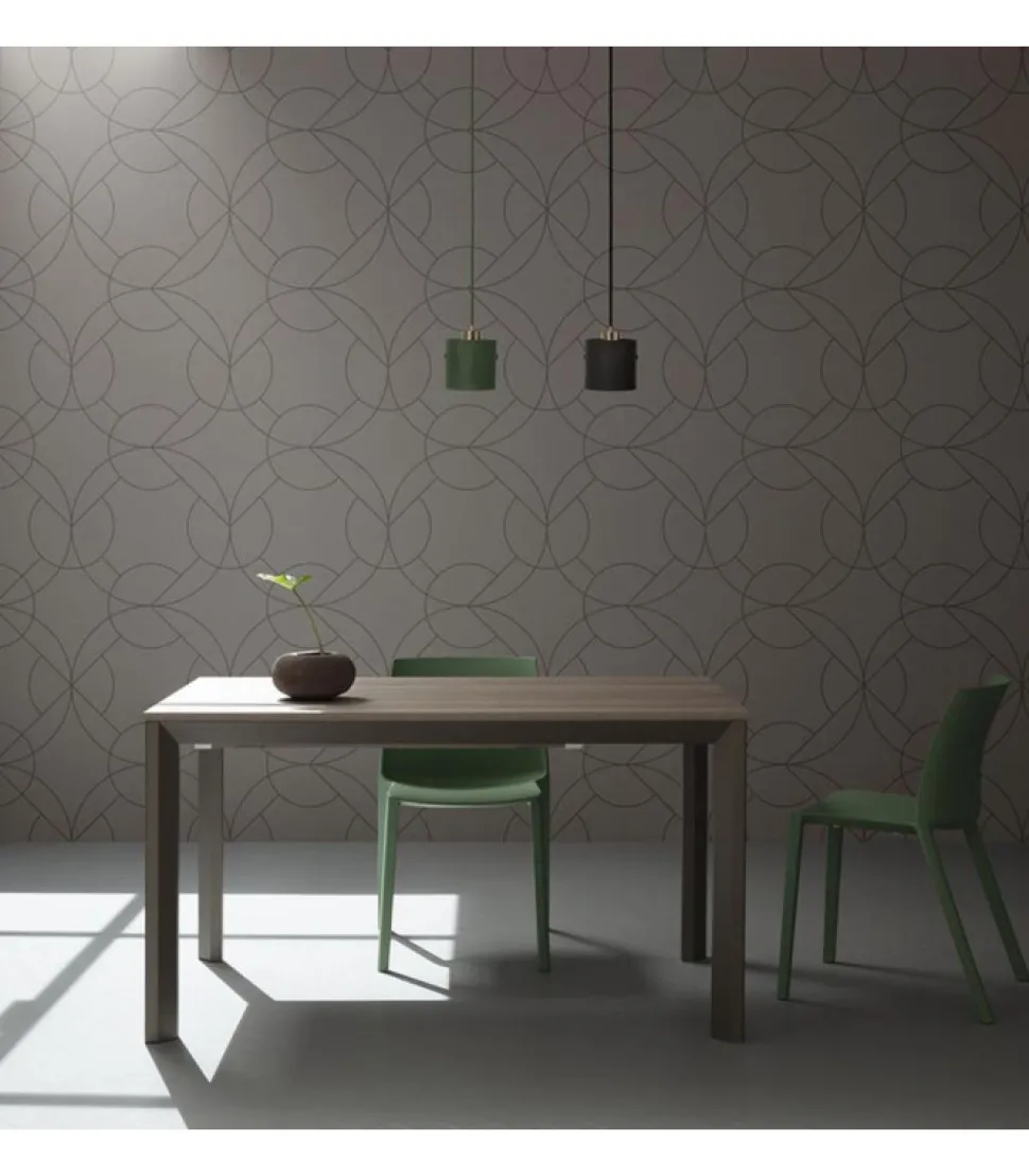 Tavolo Fisso Con Piano Laminato E Vetro E Gambe Alluiminio Anodizzato O Verniciato. L. 138 E 160 X90 Cm. - Art.Tv146