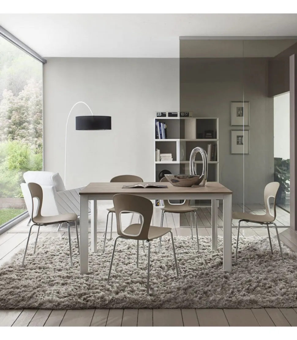 Tavolo Fisso Con Piano Laminato E Vetro E Gambe Alluiminio Anodizzato O Verniciato. L. 138 E 160 X90 Cm. - Art.Tv115