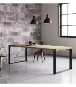 Tavolo Fisso Interamente Realizzato In Italia, Con Piano Impiallacciato In Truciolare Di Pioppo.