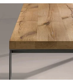 Tavolo Fisso Interamente Realizzato In Italia, Con Piano Impiallacciato In Truciolare Di Pioppo.