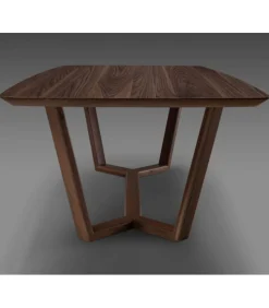 Tavolo Fisso Modello Dark, Con Basamento In Legno Massello E Piano Impiallacciato, Made In Italy.