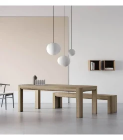 Tavolo Fisso O Allungabile, Con Piano In Listellare Impiallacciato, Disponibile In , E .