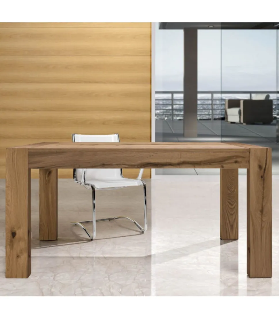 Tavolo Fisso O Allungabile Con Apertura Telescopica In Metallo E Piano Impiallacciato In Vernici Igienizzanti.