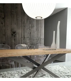 Tavolo Fisso Tv126 Con Piano Laminato E Legno Da 170 E 200 Cm.