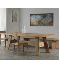 Tavolo Fisso Zagabria In Legno Massello, Scortecciato A Mano. Realizzato Interamente In Italia Da Pizzolato.