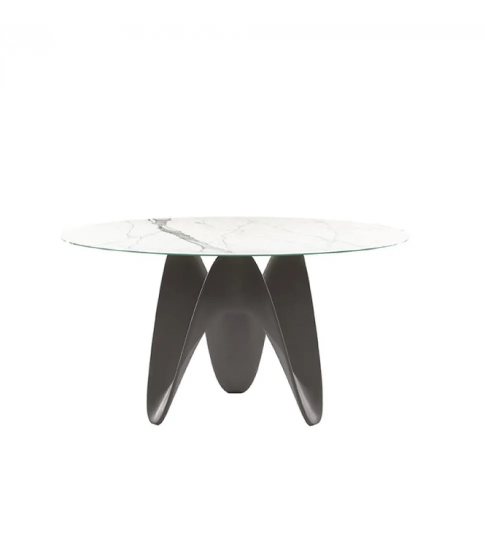 Tavolo Gaya Con Piano Rotondo.